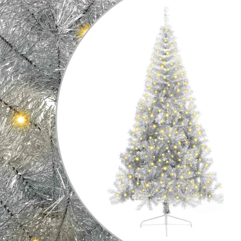 Load image into Gallery viewer, Vidaxl kunstmatig voorverlicht kerstboom met 300 led zilver 210 cm pet
