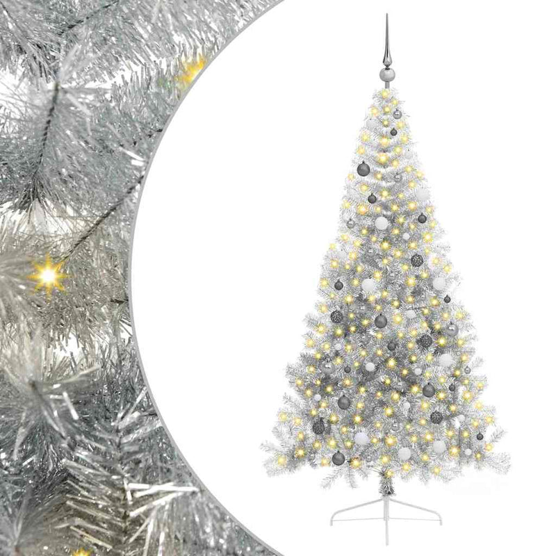 Load image into Gallery viewer, Vidaxl kunstmatig voorverlicht kerstboom met 300 led zilver 210 cm pet
