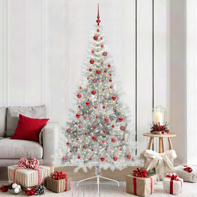 Load image into Gallery viewer, Vidaxl kunstmatig voorverlicht kerstboom met 300 led zilver 210 cm pet
