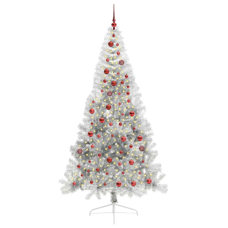 Load image into Gallery viewer, Vidaxl kunstmatig voorverlicht kerstboom met 300 led zilver 210 cm pet
