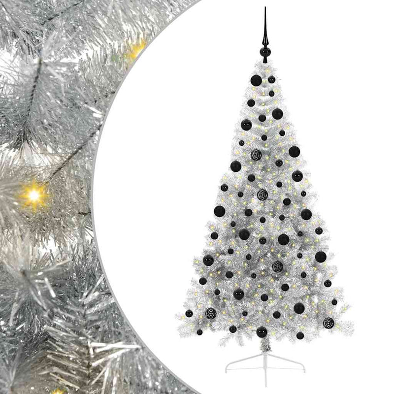 Load image into Gallery viewer, Vidaxl kunstmatig voorverlicht kerstboom met 300 led zilver 210 cm pet

