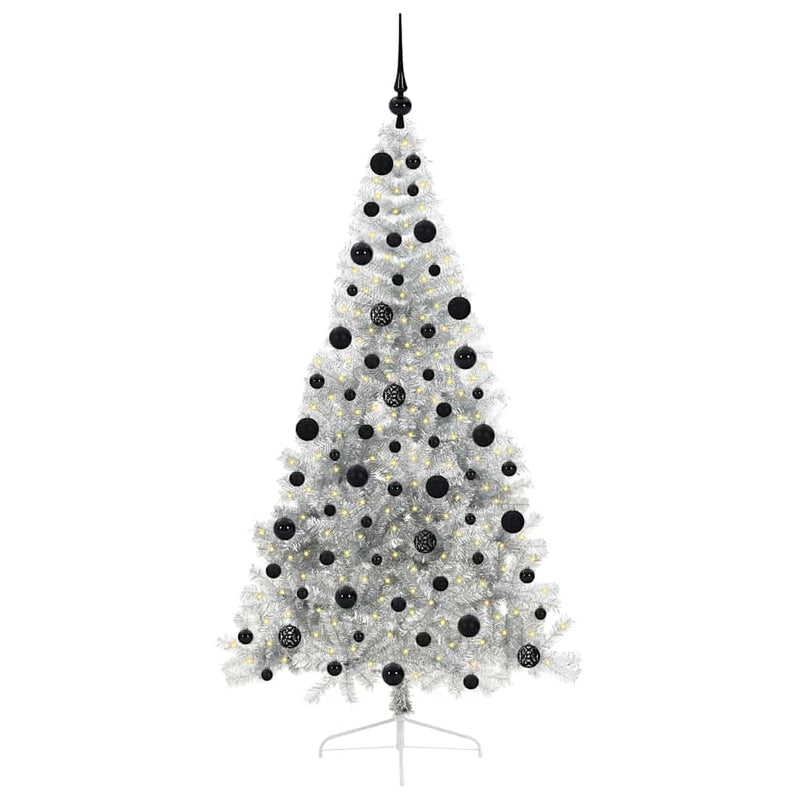 Load image into Gallery viewer, Vidaxl kunstmatig voorverlicht kerstboom met 300 led zilver 210 cm pet
