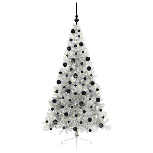 Vidaxl kunstmatig voorverlicht kerstboom met 300 led zilver 210 cm pet