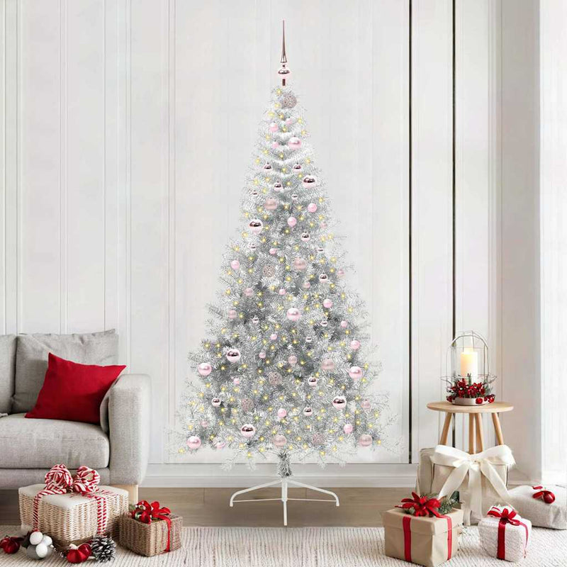 Load image into Gallery viewer, Vidaxl kunstmatig voorverlicht kerstboom met 300 led zilver 210 cm pet
