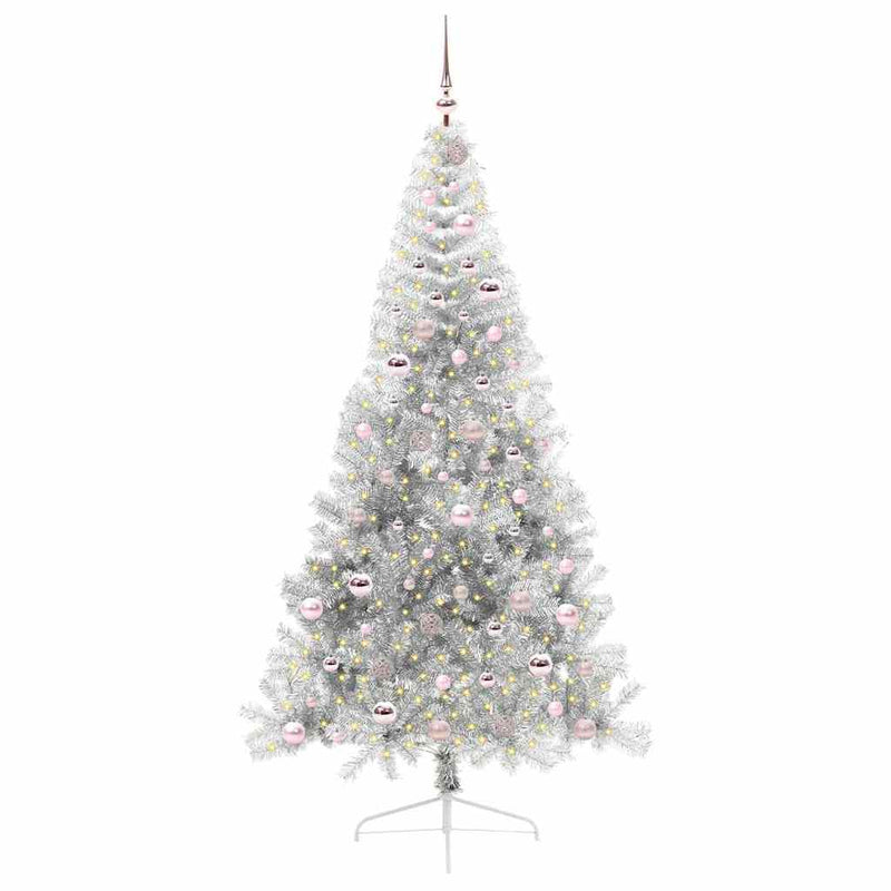 Load image into Gallery viewer, Vidaxl kunstmatig voorverlicht kerstboom met 300 led zilver 210 cm pet
