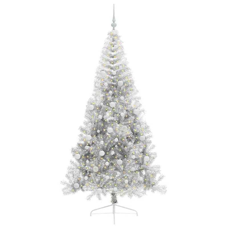 Load image into Gallery viewer, Vidaxl kunstmatig voorverlicht kerstboom met 300 led zilver 210 cm pet

