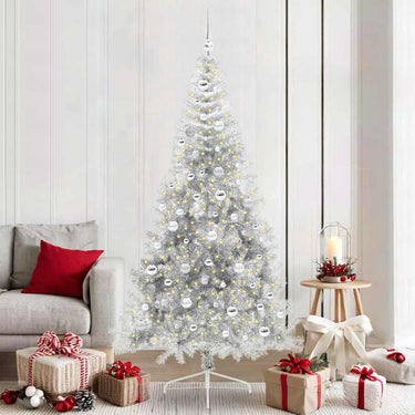 Vidaxl kunstmatig voorverlicht kerstboom met 300 led zilver 210 cm pet