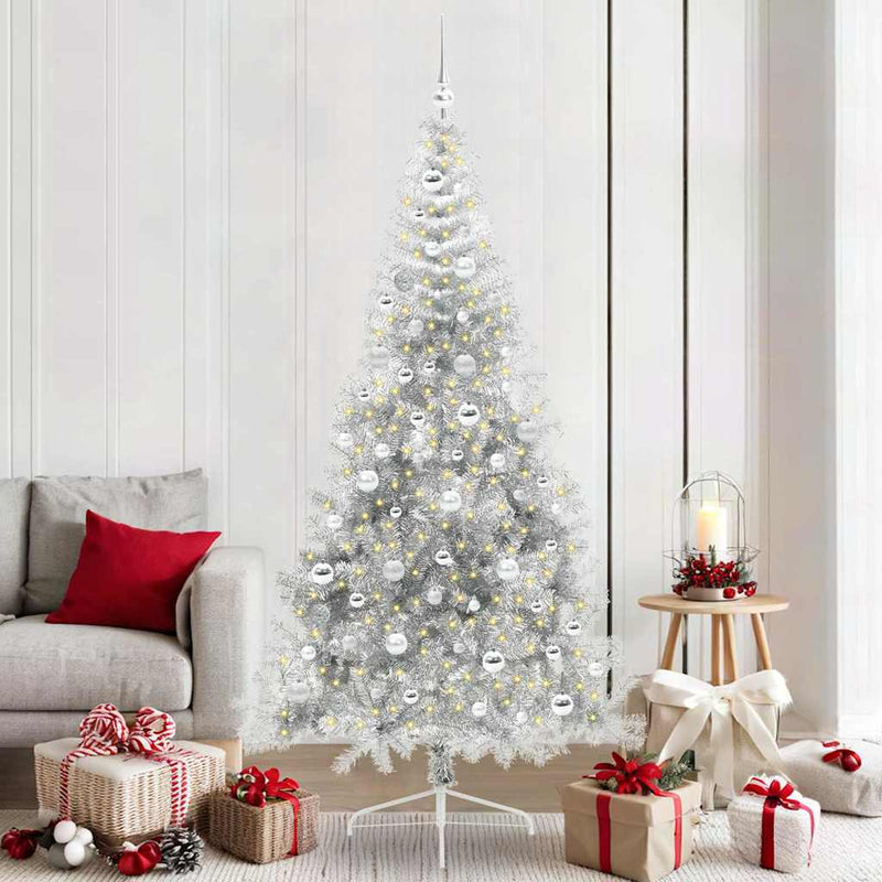 Load image into Gallery viewer, Vidaxl kunstmatig voorverlicht kerstboom met 300 led zilver 210 cm pet
