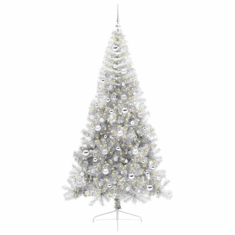 Load image into Gallery viewer, Vidaxl kunstmatig voorverlicht kerstboom met 300 led zilver 210 cm pet
