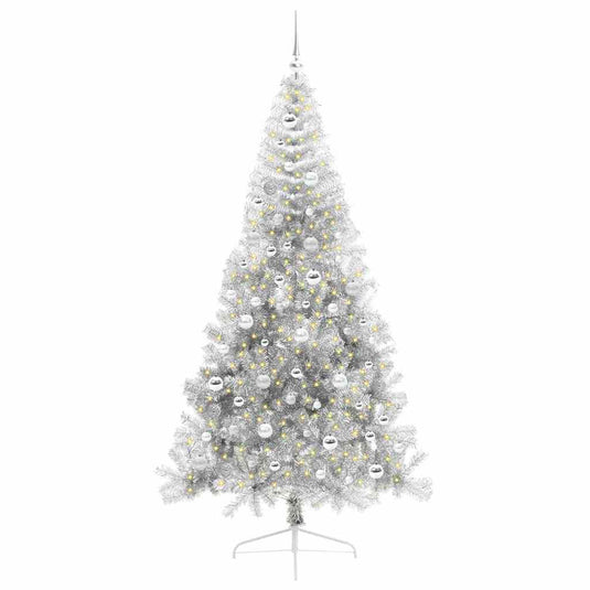Vidaxl kunstmatig voorverlicht kerstboom met 300 led zilver 210 cm pet