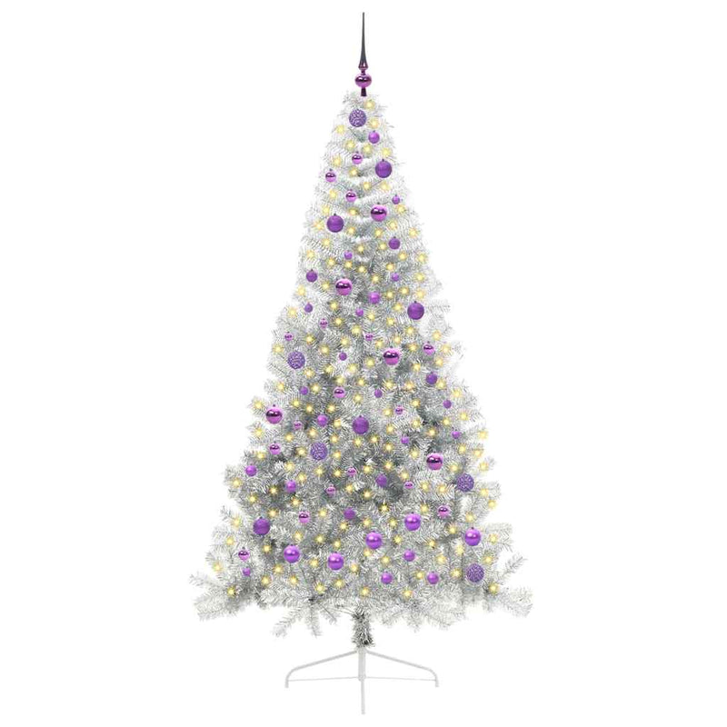 Load image into Gallery viewer, Vidaxl kunstmatig voorverlicht kerstboom met 300 led zilver 210 cm pet
