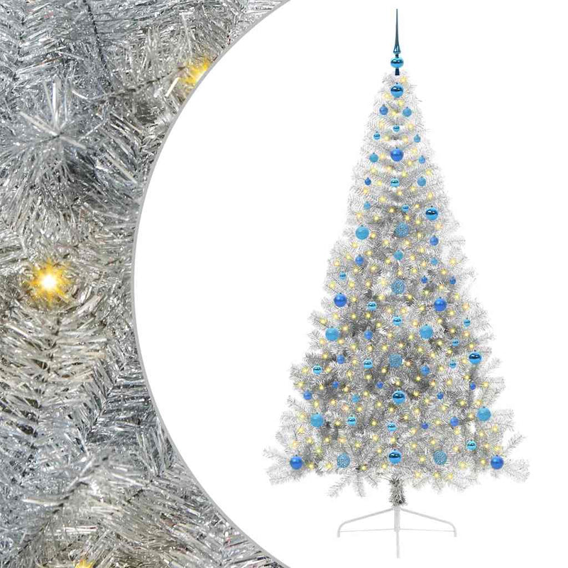 Load image into Gallery viewer, Vidaxl kunstmatig voorverlicht kerstboom met 300 led zilver 210 cm pet
