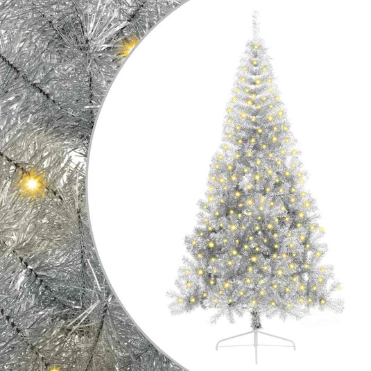 Vidaxl kunstmatig voorverlicht kerstboom met 300 led zilver 240 cm pet