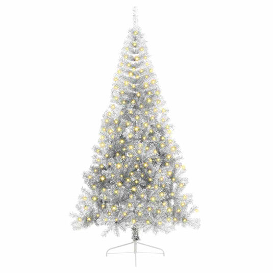 Vidaxl kunstmatig voorverlicht kerstboom met 300 led zilver 240 cm pet