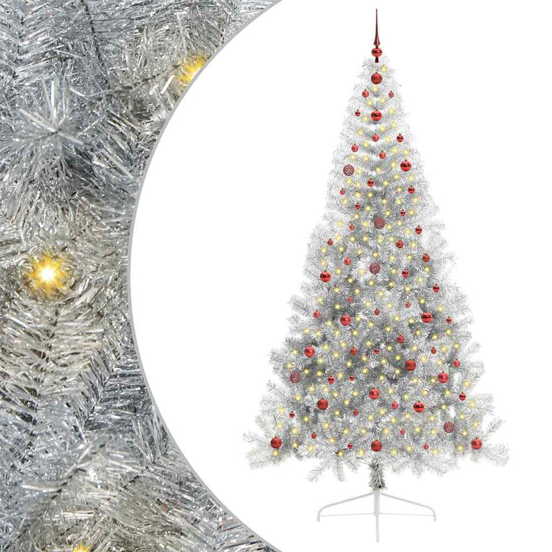 Load image into Gallery viewer, Vidaxl kunstmatig voorverlicht kerstboom met 300 led zilver 240 cm pet
