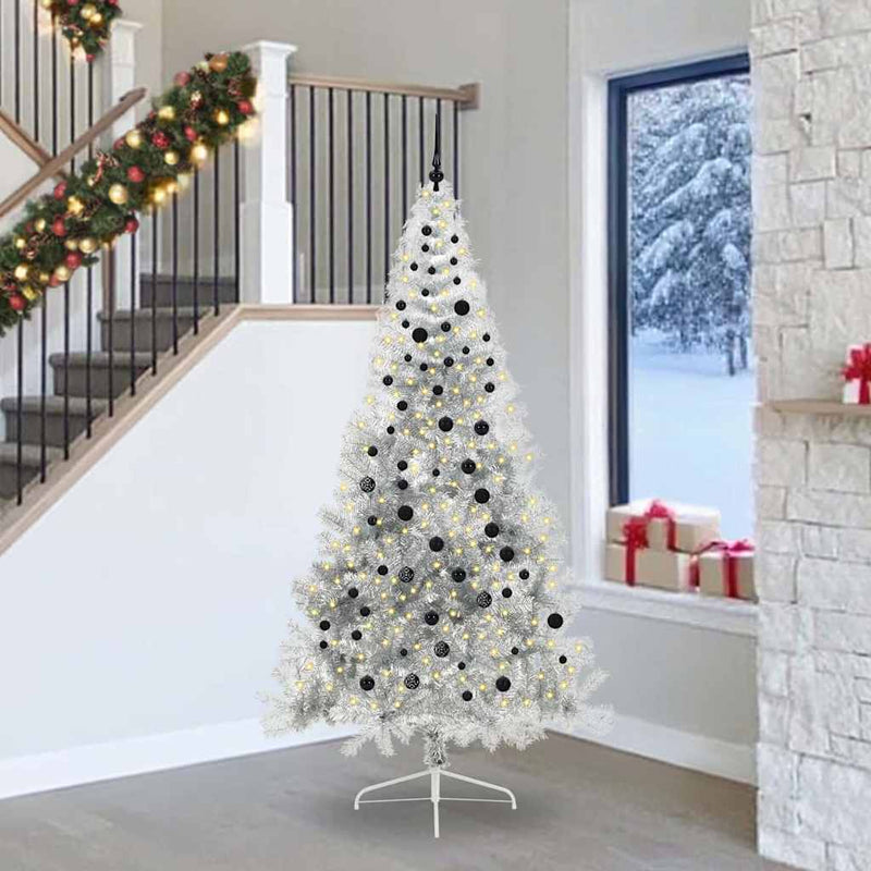 Load image into Gallery viewer, Vidaxl kunstmatig voorverlicht kerstboom met 300 led zilver 240 cm pet
