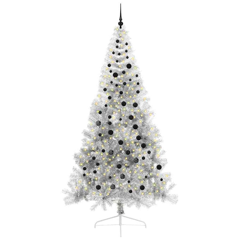 Load image into Gallery viewer, Vidaxl kunstmatig voorverlicht kerstboom met 300 led zilver 240 cm pet
