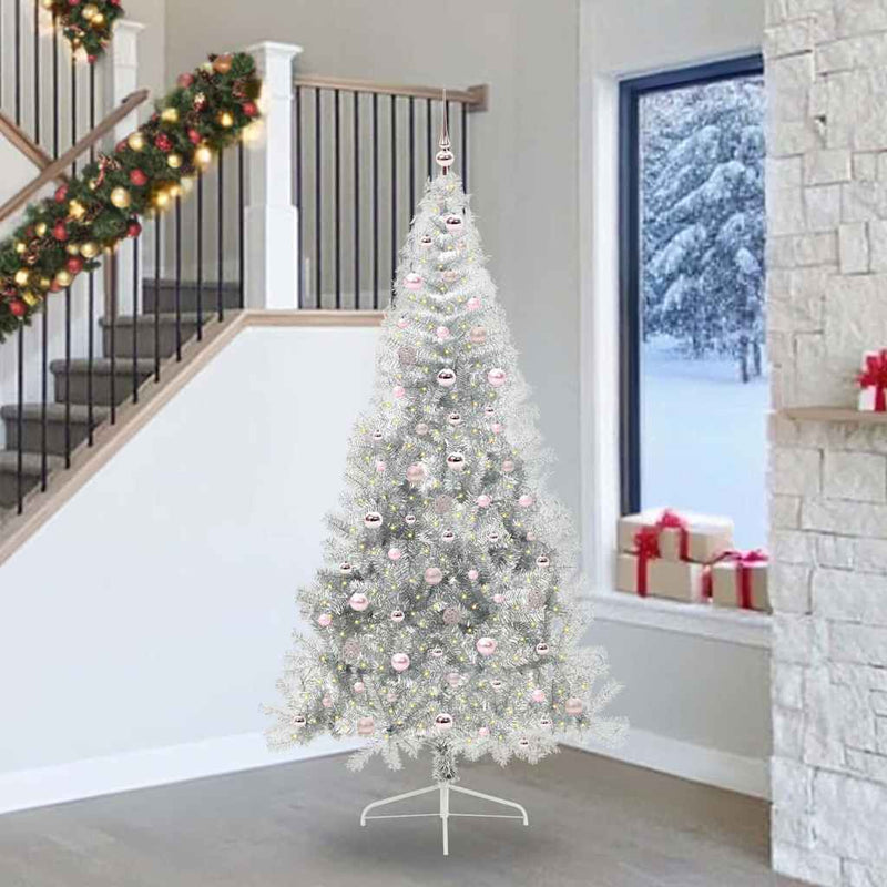 Load image into Gallery viewer, Vidaxl kunstmatig voorverlicht kerstboom met 300 led zilver 240 cm pet
