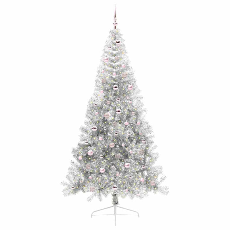 Load image into Gallery viewer, Vidaxl kunstmatig voorverlicht kerstboom met 300 led zilver 240 cm pet

