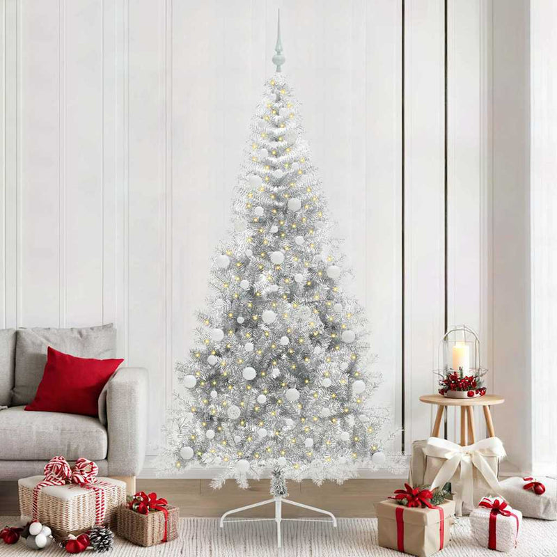 Load image into Gallery viewer, Vidaxl kunstmatig voorverlicht kerstboom met 300 led zilver 240 cm pet
