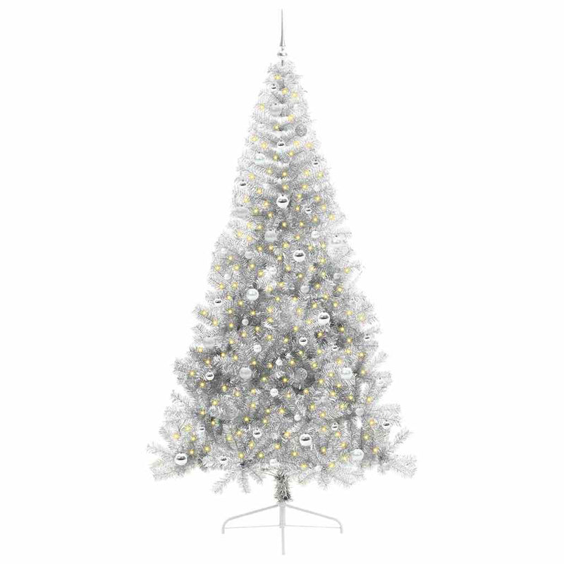 Load image into Gallery viewer, Vidaxl kunstmatig voorverlicht kerstboom met 300 led zilver 240 cm pet
