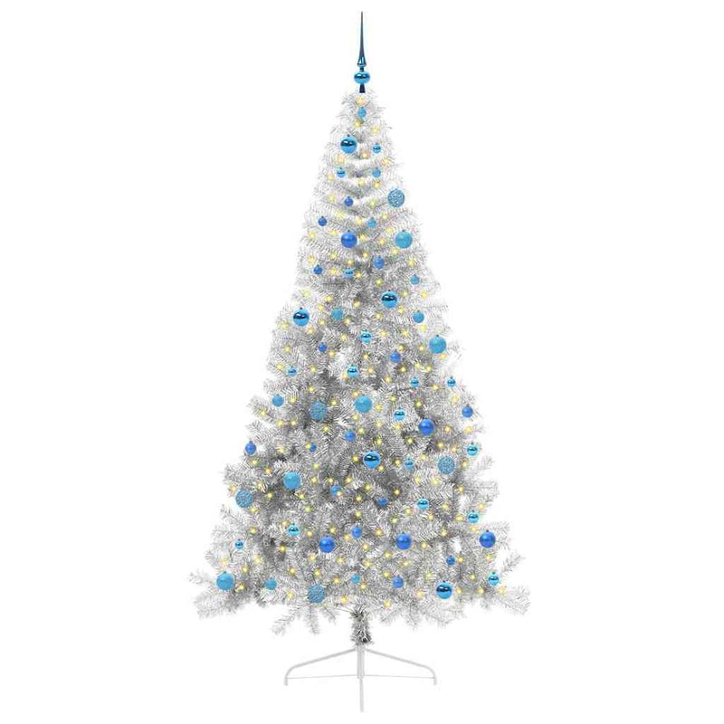Load image into Gallery viewer, Vidaxl kunstmatig voorverlicht kerstboom met 300 led zilver 240 cm pet
