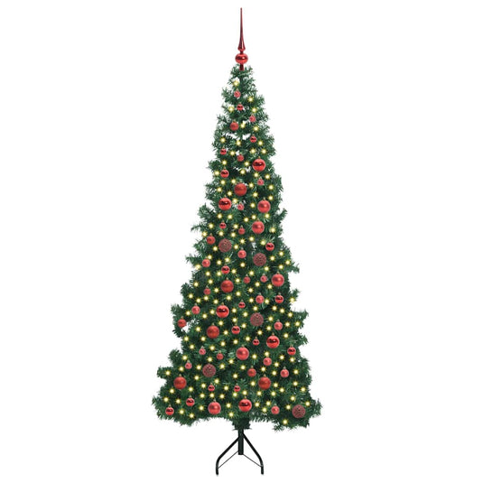 Vidaxl hoek kunstkerstboom met 300 led groen 180 cm pvc en metaal