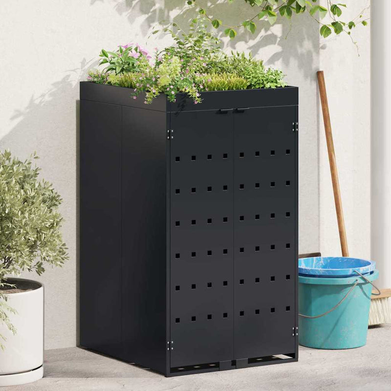 Load image into Gallery viewer, Vidaxl zwenkwagen opslag met plantenbakdak voor enkel 240l bak zwart
