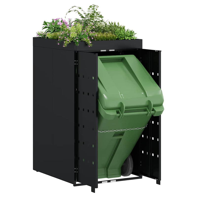 Load image into Gallery viewer, Vidaxl zwenkwagen opslag met plantenbakdak voor enkel 240l bak zwart
