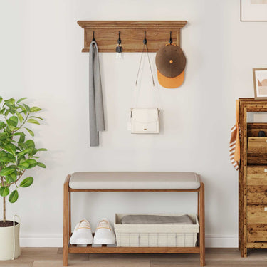 Vidaxl wandkapstok naturel 70 x 10 x 20 cm massief teakhout