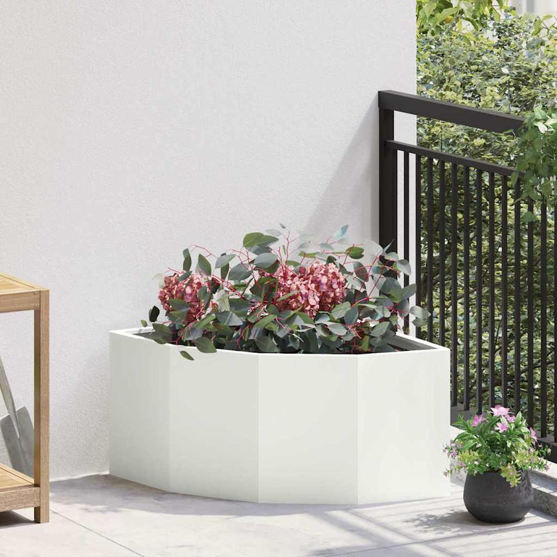 Load image into Gallery viewer, Vidaxl hoek plantbak wit 60 x 60 x 35 cm staal
