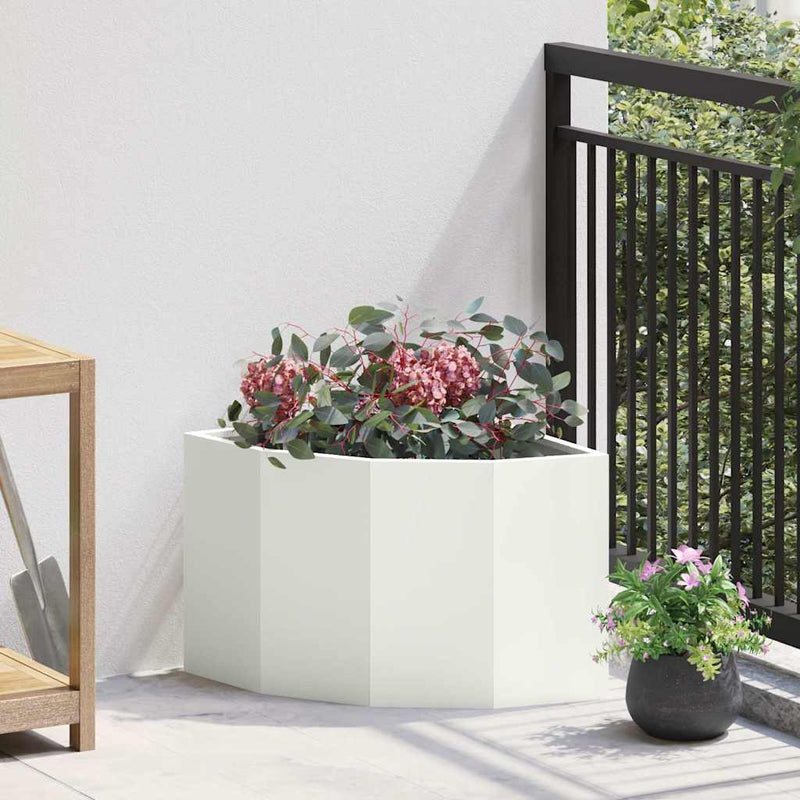 Load image into Gallery viewer, Vidaxl hoek plantbak wit 45 x 45 x 35 cm staal
