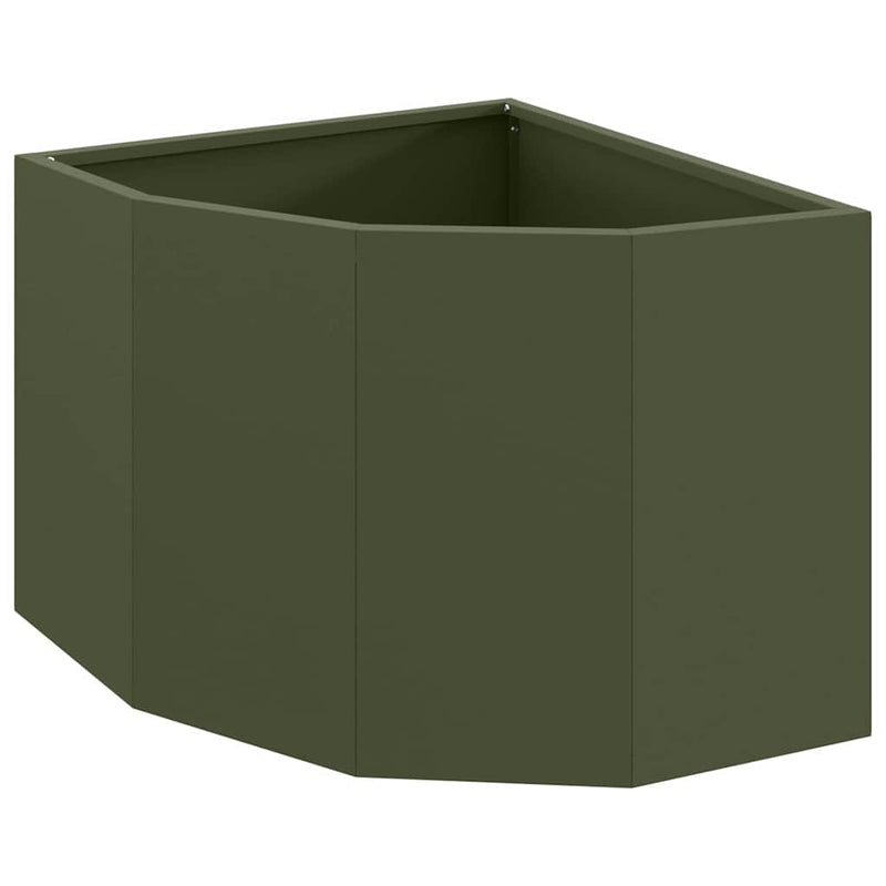 Load image into Gallery viewer, Vidaxl hoek plantbak olijfgroen 45 x 45 x 35 cm staal
