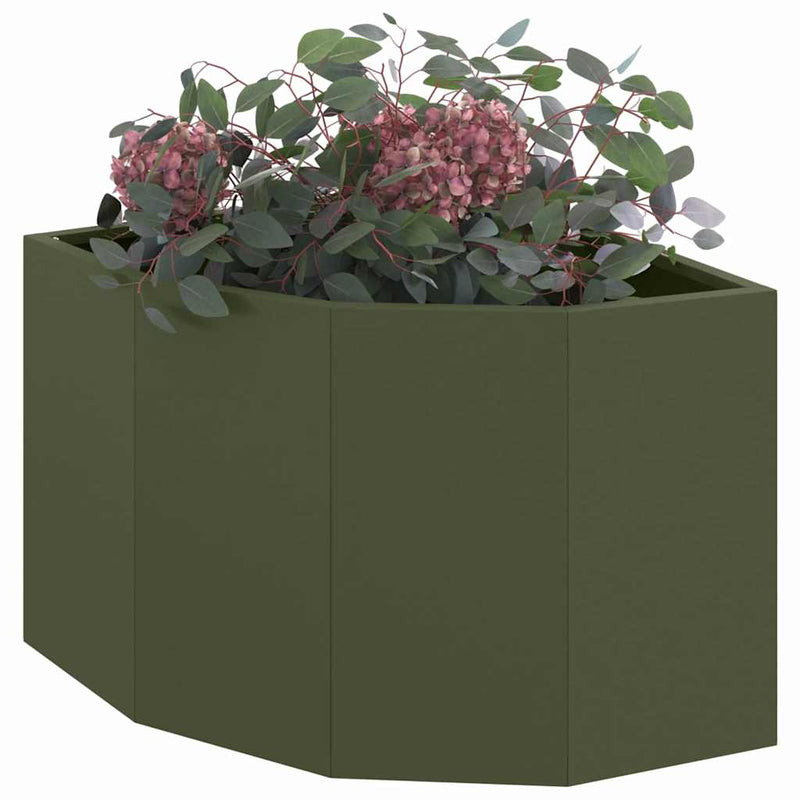 Load image into Gallery viewer, Vidaxl hoek plantbak olijfgroen 45 x 45 x 35 cm staal
