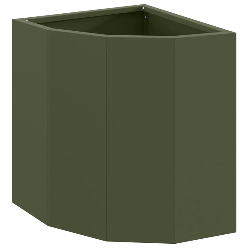 Load image into Gallery viewer, Vidaxl hoek plantbak olijfgroen 30 x 30 x 35 cm staal
