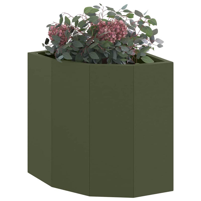 Load image into Gallery viewer, Vidaxl hoek plantbak olijfgroen 30 x 30 x 35 cm staal
