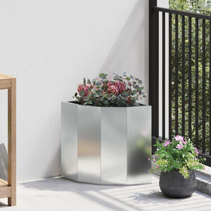Load image into Gallery viewer, Vidaxl hoek plantbak zilver 30 x 30 x 35 cm gegalvaniseerd staal
