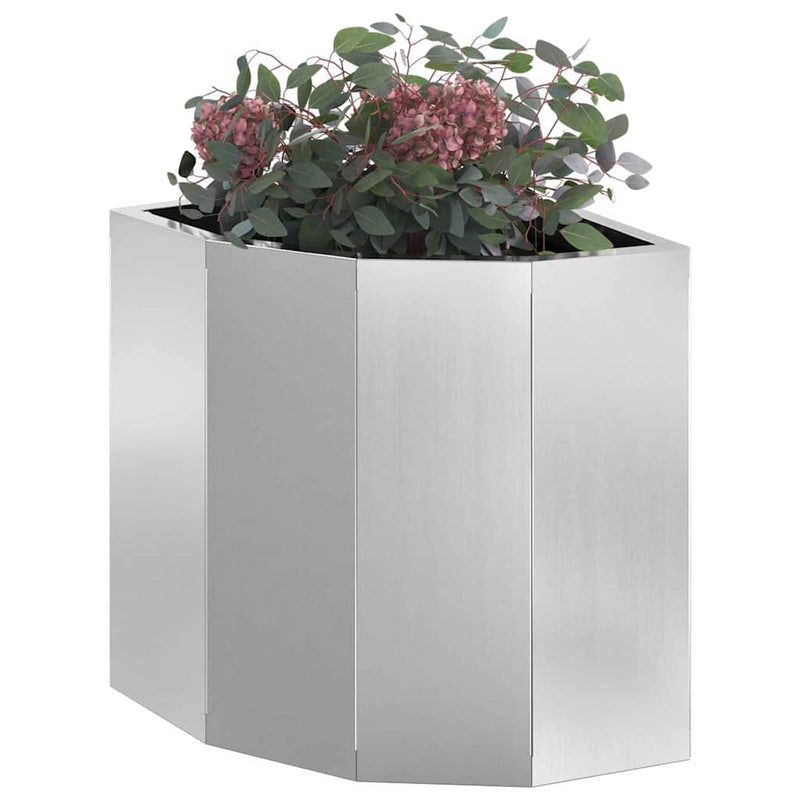 Load image into Gallery viewer, Vidaxl hoek plantbak zilver 30 x 30 x 35 cm gegalvaniseerd staal
