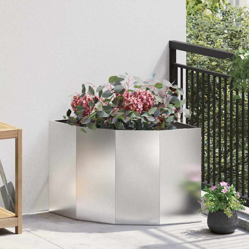 Load image into Gallery viewer, Vidaxl hoek plantbak zilver 60 x 60 x 50 cm roestvrij staal
