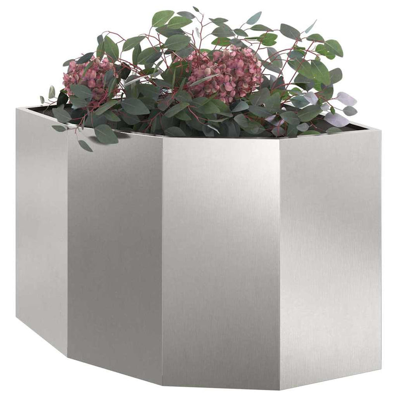 Load image into Gallery viewer, Vidaxl hoek plantbak zilver 60 x 60 x 50 cm roestvrij staal
