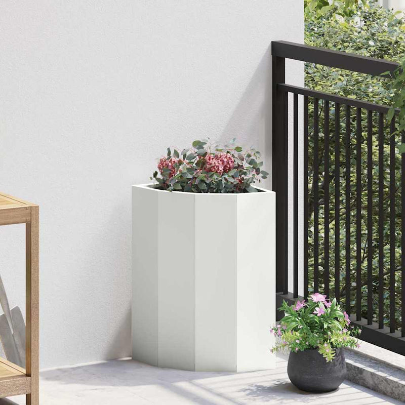 Load image into Gallery viewer, Vidaxl hoek plantbak wit 30 x 30 x 50 cm staal
