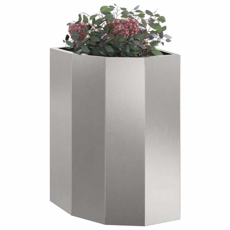 Load image into Gallery viewer, Vidaxl hoek plantbak zilver 30 x 30 x 50 cm roestvrij staal

