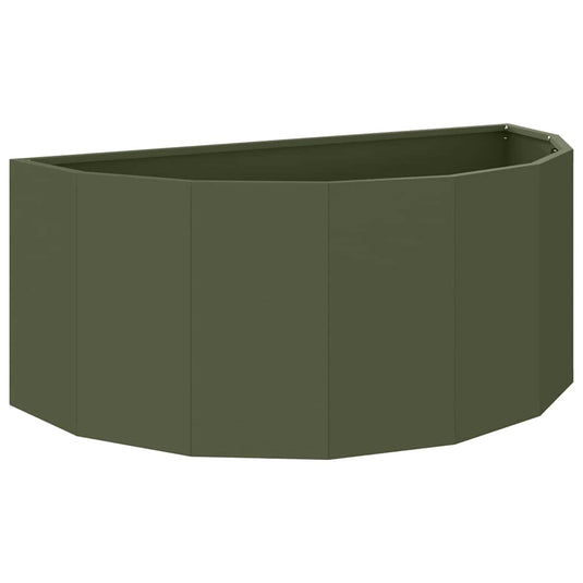 Vidaxl plantenbak olijf groen 90 x 45 x 35 cm staal