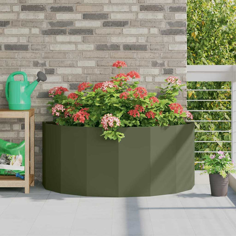 Load image into Gallery viewer, Vidaxl plantenbak olijf groen 120 x 60 x 50 cm staal
