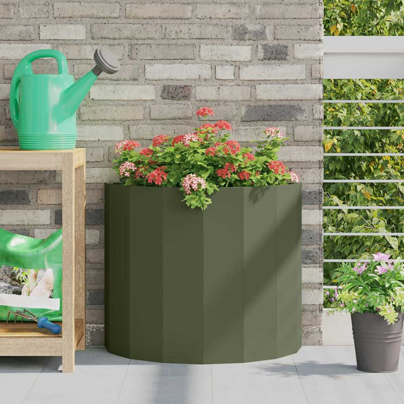 Load image into Gallery viewer, Vidaxl plantenbak olijf groen 60 x 30 x 50 cm staal
