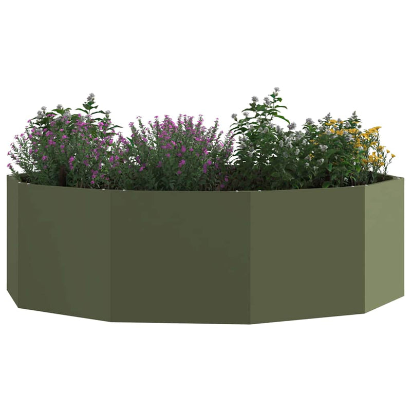 Load image into Gallery viewer, Vidaxl plantenbak olijf groen 120 x 120 x 35 cm staal
