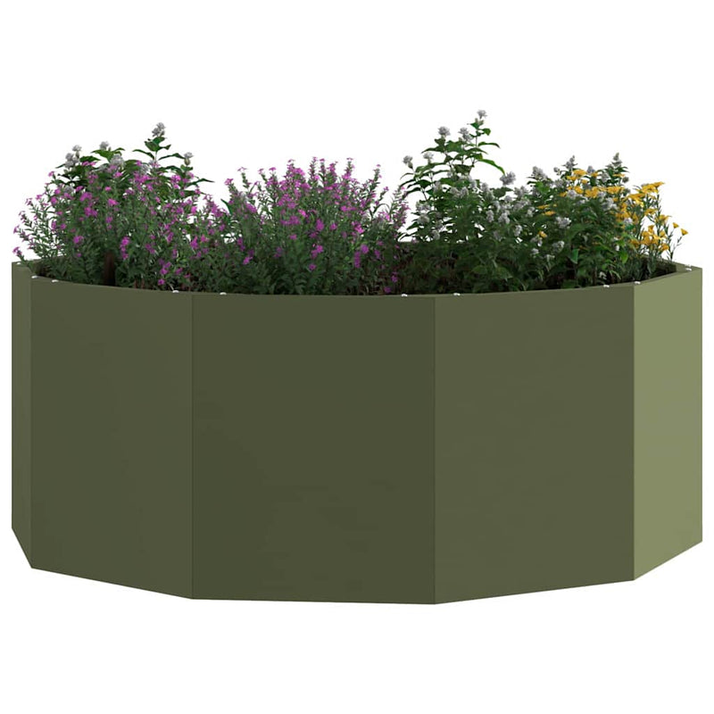 Load image into Gallery viewer, Vidaxl plantenbak olijf groen 90 x 90 x 35 cm staal

