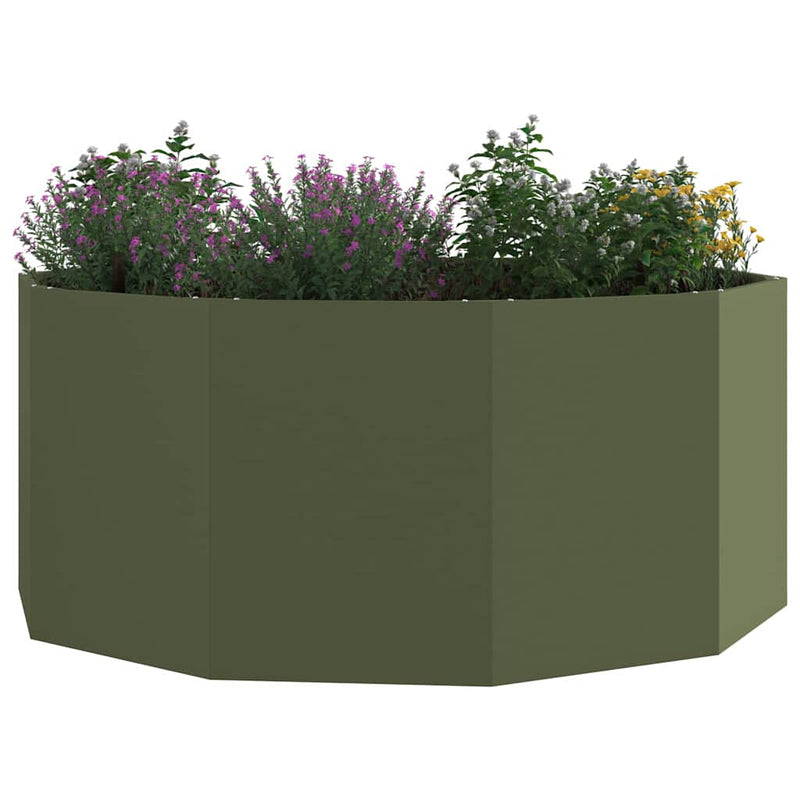 Load image into Gallery viewer, Vidaxl plantenbak olijf groen 120 x 120 x 50 cm staal
