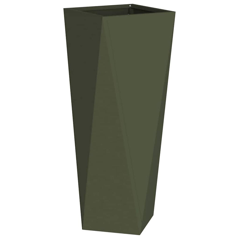 Load image into Gallery viewer, Vidaxl plantenbak olijf groen 30 x 30 x 75 cm staal
