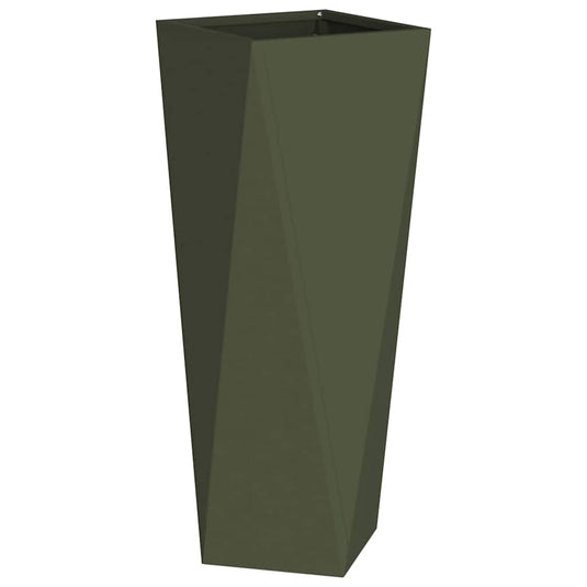 Vidaxl plantenbak olijf groen 30 x 30 x 75 cm staal
